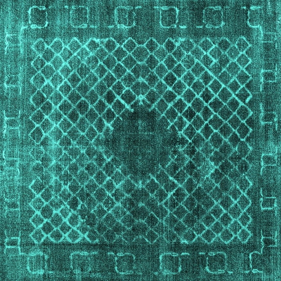 Ahgly Company Indoor Square Abstract Turquoise Blue Contemporary Area Rugs, 6' Square