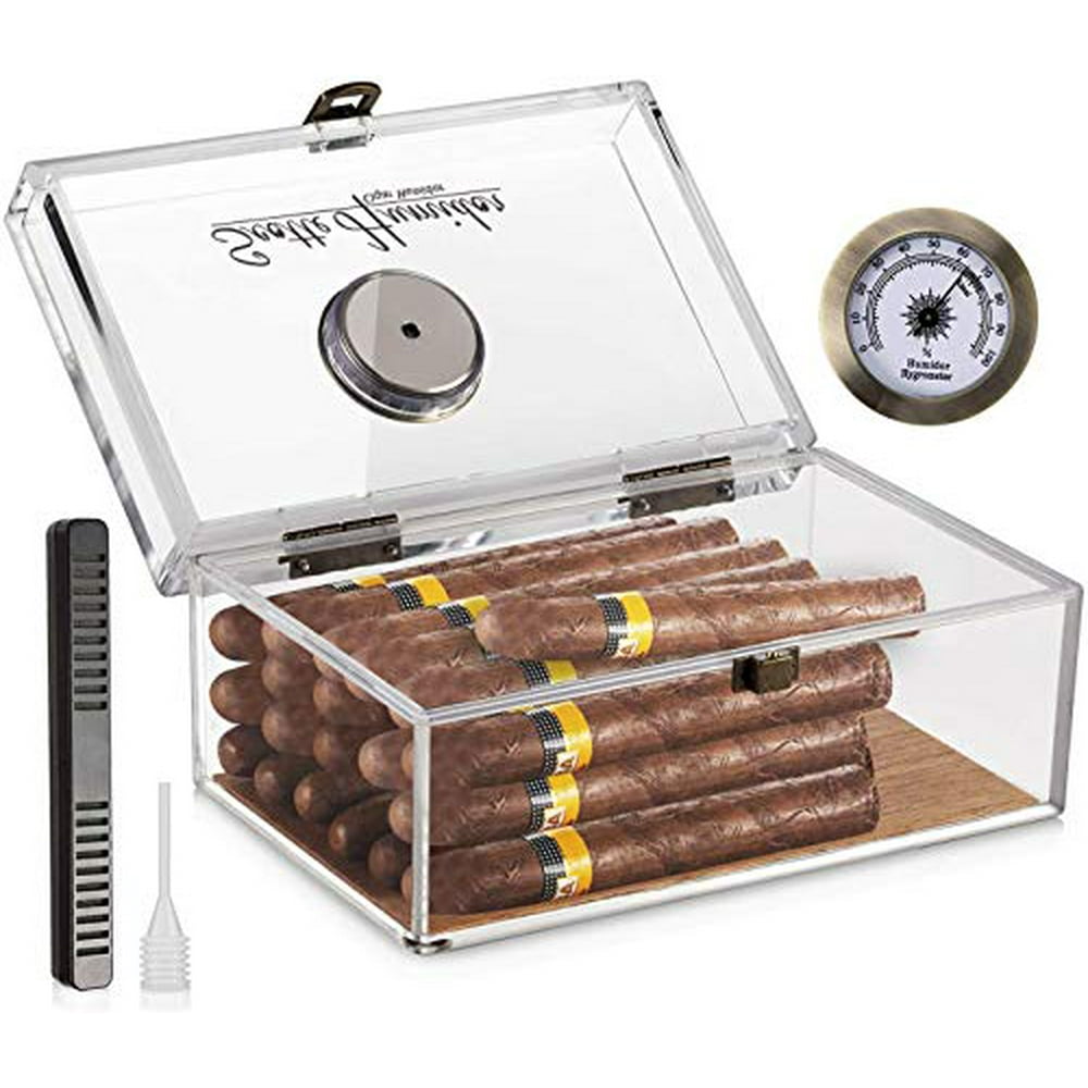 Scotte Acrylic Cigar Humidor Jar/case/Box with Humidifier and