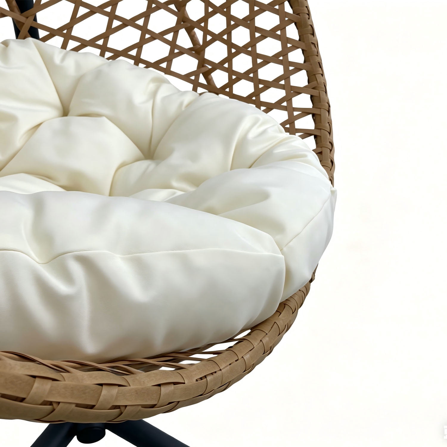 Folding PE Rattan Hanging Egg Chair with Stand, Yellow Indoor Outdoor Hammock Swing Basket Chair, Aluminum Steel Frame for Patio Balcony Backyard Bedroom