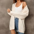 thumbnail image 6 of Mid-Long Cardigans for Women Soft Comfy Solid Color Open Front Sweater Outwear Casual Loose V Neck Cable Knit Jacket (Beige XL), 6 of 6