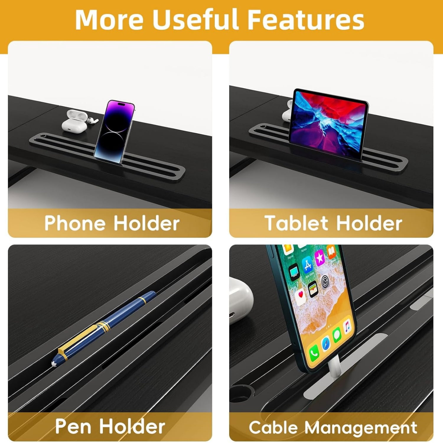 Dual Monitor Stand Riser with 2 Drawers - 39Inch Large Storage Computer Monitor Stands for 2 Monitors, Wooden Desktop Organizer Perfect for Home Office Desk, Computer