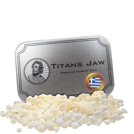 Titans Jaw - 1 Ounce/28.35 Grams Premium Mastic Chewing Gum For Jaw Strength | Greek Mastiha | Hard Natural Greco Chios Resin Tears | Made In Greece | Strong Jawline | Tree Sap Gods Neptune Gum