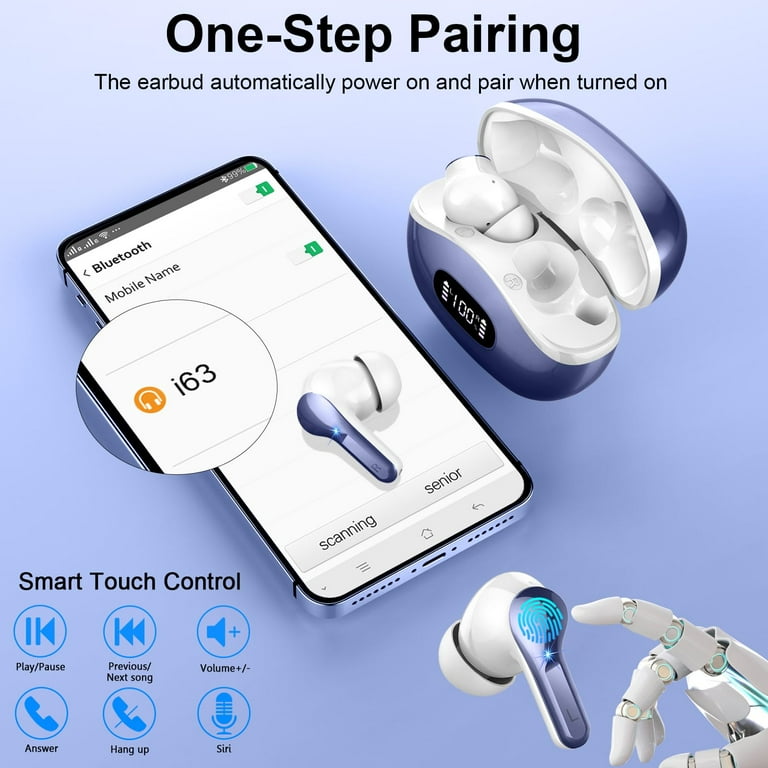 Dobopo I63 Wireless Earbuds, Bluetooth Headphones V5.3 Stereo Ear
