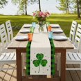 thumbnail image 4 of Table Runners 90 Inches Long Dress Scarves, St. Patrick's Day Farmhouse Coffee/Dining/Kitchen Table Runner for Living Room, Green Shamrock Leaves Love Plaid Beige 13x90 Inch, 4 of 9