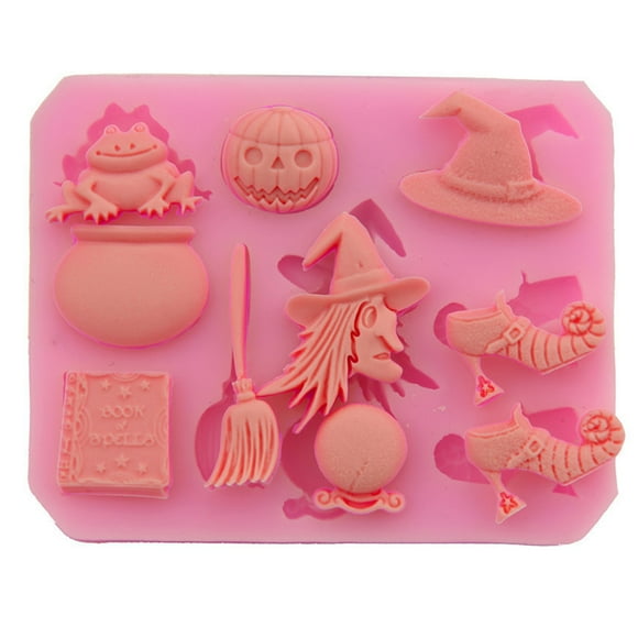 Fiudx Molde para Pastel de Bruja de Halloween, Material Apto para Uso Alimentario, Diseño Suave y Flexible, Apto para Pudín de Chocolate y Gelatina, Herramientas de Repostería Caseras, Apto para Horn