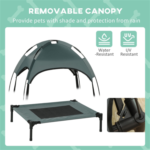 imerelez 24inch Outdoor Dog Bed, Elevated Pet Cot with Canopy, Portable for Camping or Beach, Durable Oxford Fabric, Extra Carrying Bag