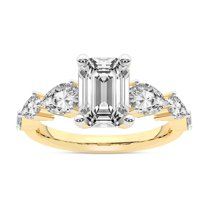 IGI Certified 2 Carat Emerald Shape Lab Grown Diamond Engagement Ring | 14K Yellow Gold | Frances Side Stone Diamond Ring | FG-VS1-VS2 Quality Friendly Diamonds