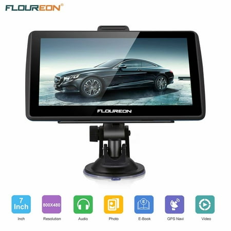 Car Gps Us And Canada FLOUREON GPS Navigator 7.0 inch GPS Navigation System with Lifetime US/Canada/Mexico Maps Spoken Turn-By-Turn Directions Direct Access Driver Alerts For Car Vehicle Truck Taxi (Blue) ()
