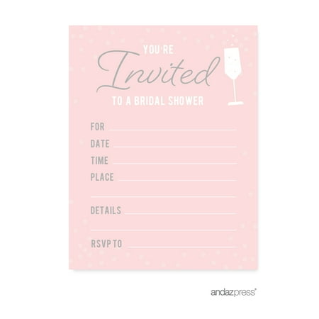 Pink Blush And Gray Pop Fizz Clink Wedding Blank Bridal Shower Invitations With Envelopes 20 Pink Blush And Gray Pop Fizz Clink Wedding Blank Bridal Shower Invitations With Envelopes 20