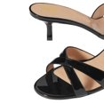 thumbnail image 3 of YDN Women Fashion Round Open Toe Mules Kitten Mid Heel Backless Sandals Cross Strap Slip On Dressy Casual Slide Shoes Size 12 Black, 3 of 3