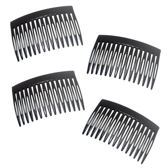 Set Of 4 Hair Comb Slides For Women, Ladies, Girls French Side Combs Strong Hold Hair Clips Clip Hair Slide for Thick and Fine Hair (7cm / 2.7", Black)