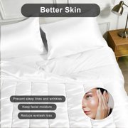 WQSPRING Reversible Satin Comforter Set 3-Piece, White Queen, Lightweight All-Season Bedding