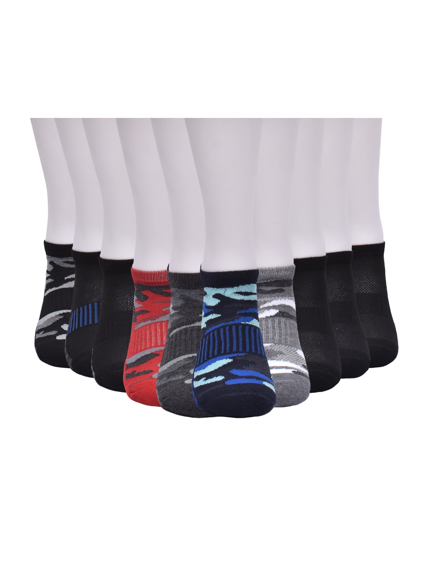 Athletic Works Boys Cushion Heel Tab No Show, 10 Pack, Sizes S-L