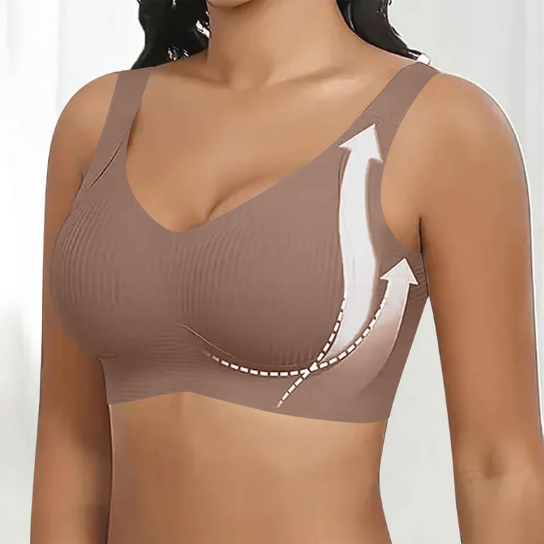 3PC Soft Bras for Women Women Fashion Sports Bra Underwear Bra Everyday  Underwear New Seamless Bras for Women Large Bust Style B-78 Coffee 5XL