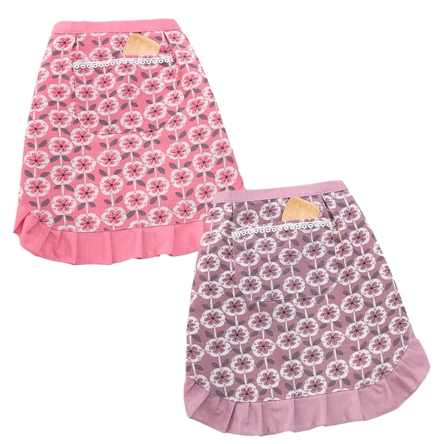Delantal de media cintura de estilo corto, ropa de trabajo de cocina casera fresca y transpirable de lona, ropa de trabajo de catering