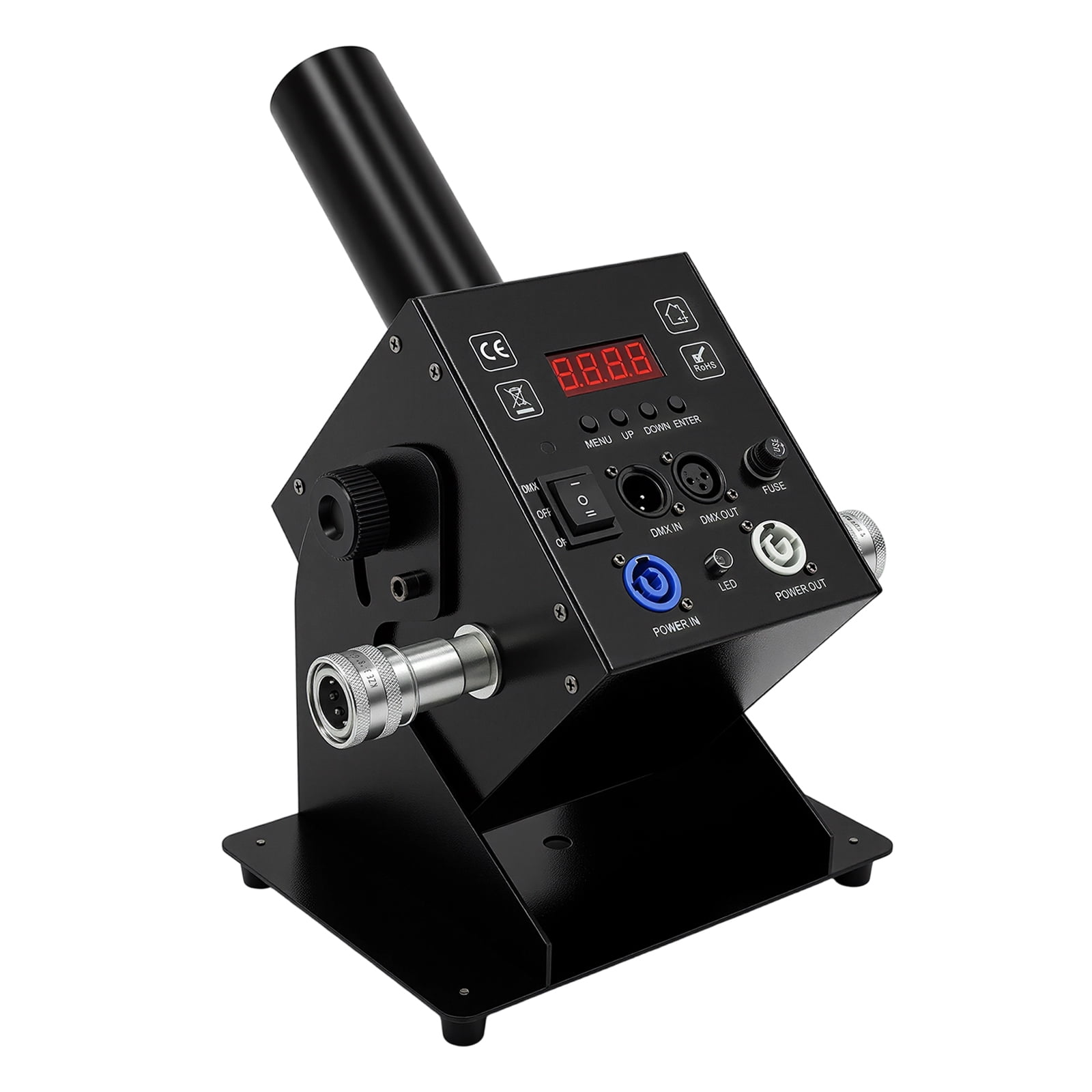 LED CO2 Jet Machine, 250W 6 Channels Angle Adjustable Smoke Machine Fogger Smoke Cannon Portable DJ Air Fog Machine with DMX Control for Bars Stage Plays Live Performances