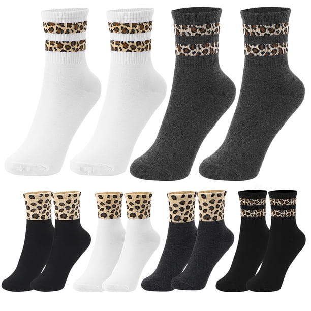 6 pares de calcetines con estampado de leopardo para mujer, calcetines de moda con estampado de guepardo, calcetines de vestir, calcetines para botas, calcetines con estampado animal