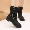 thumbnail image 5 of Wavsuf Winter Boots for Women Wide Mid Calf Low Heel Black Shoes Size 40, 5 of 9