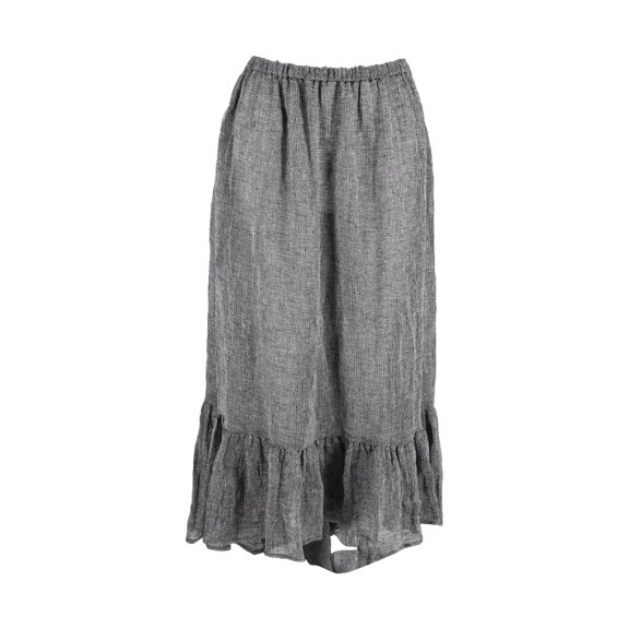 Pre-Owned Lisa Marie Fernandez Asymmetric Midi Skirt in Grey Linen