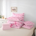thumbnail image 6 of Erosebridal Dreamy Princess Bowknot 7-Piece Bedding Comforter Set For Girls,Pink Stars Pattern King Bedding Sets For Kids,Pink Reversible, 6 of 7
