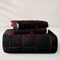 thumbnail image 5 of jejeloiu Modern Geometric Aesthetic Twin Quilt Set,Red Black Plaid Stripes Pattern Twin Coverlet Set For Boy,2 Pieces, 5 of 7