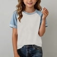thumbnail image 3 of Agkizg Girls Faux Denim Patchwork T-Shirt Short Sleeve Crewneck Top for Kids Casual Summer Tee, Sizes 14-15 Years, 3 of 6
