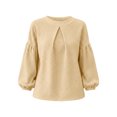thumbnail image 4 of yillto Womens Top Puff Long Sleeve Textured Fashion Shirts Solid Color Loose Lightweight Sweatshirts, 4 of 5