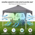 thumbnail image 3 of Carpa Plegable 3x3 m , Toldo Oxford 150D Impermeable Protección UPF50+ Anti Rayos UV, Mecanismo Bloqueo Central Armado Rápido Sin Herramientas-Para Jardín, Patio, Camping, Fiestas y Puestos De Feria, 3 of 9