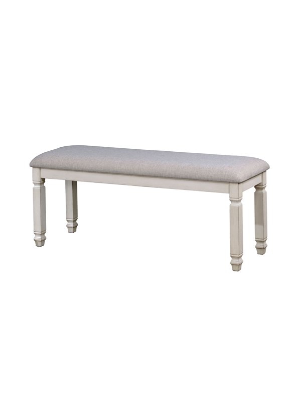 Furniture of America Loretta Padded Dining Bench, Antique White