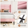 thumbnail image 4 of Amolife Full Size Platform Bed Frame with Velvet Upholstered Wingback Headboard, No Box Spring Needed, Pink, 4 of 9
