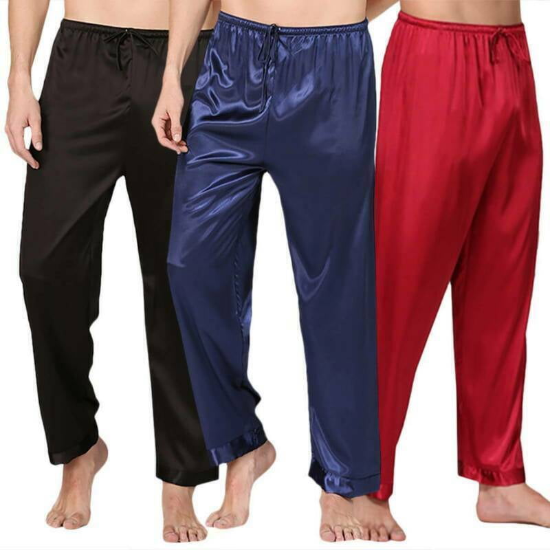 Nightwill Mens Silk Satin Pajamas Long Pants Sleep Bottoms Nightwear Sleepwear Trousers