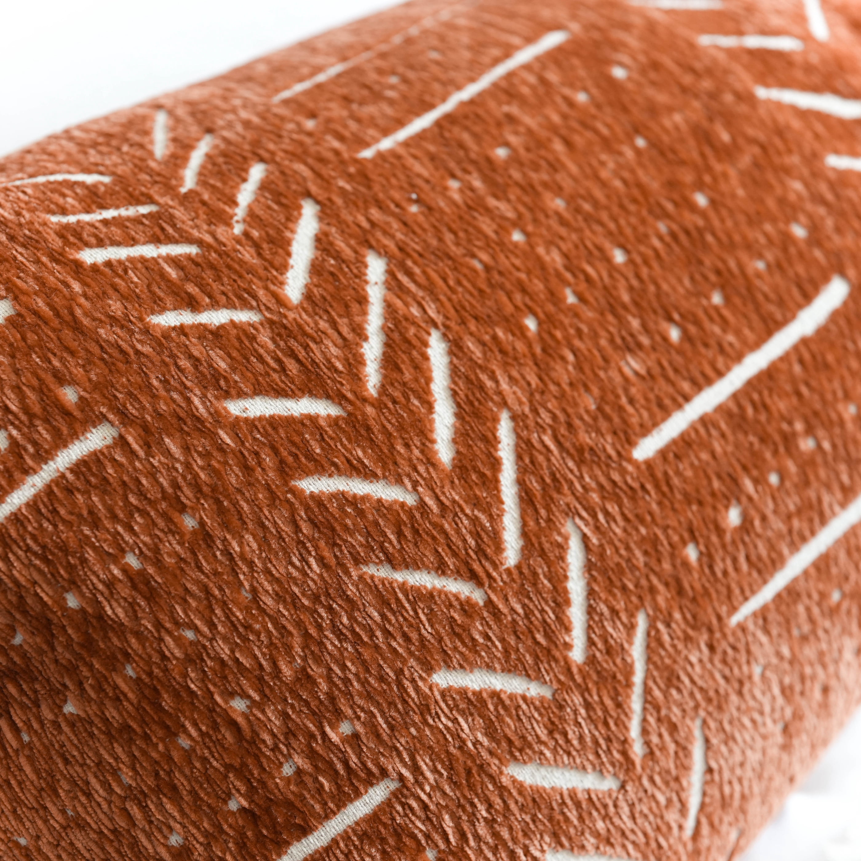 BlissBlush Brick Red Soft Chenille Boho Body Pillow Cover 20x54, Decorative Oversized Long Lumbar Pillow, Boho Textured Oversize Body Pillow, Cover ONLY