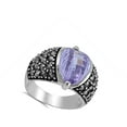 thumbnail image 4 of Large Vintage Simulated Lavender Ring .925 Sterling Silver Band Purple CZ Jewelry Female Size 7, 4 of 4