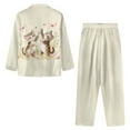 thumbnail image 7 of FOR U DESIGNS Butterfly Cat Button Pajamas for Womens Button Down Pajama Sets 2 Piece Size 4XL Long Sleeve Pj Pants Set Sleepwear Long V-neck Tops Nightwear for Women, 7 of 7