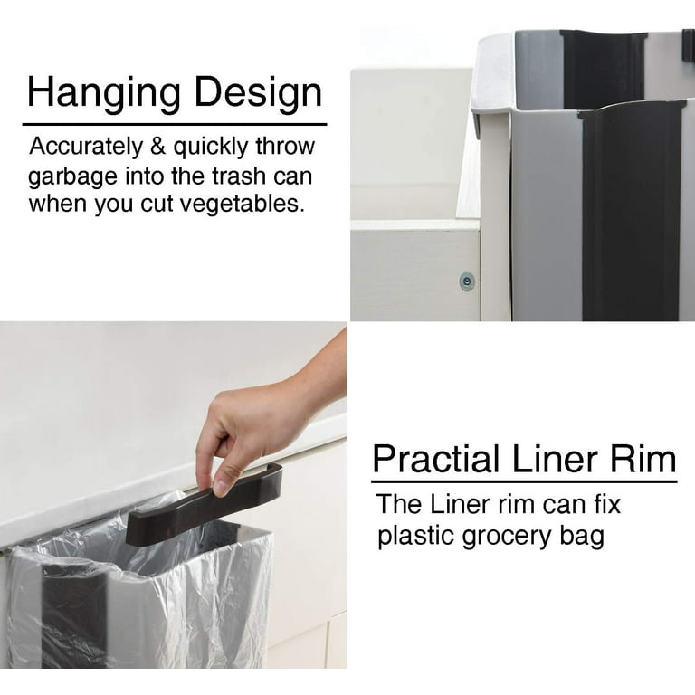 Kitchen Hanging Trash can for Kitchen Cabinet Door 9L/2.4 Gallon  Collapsible Foldable Compact Garbage Bins Trash Holder with Trash Bags for  Bedroom