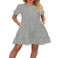 thumbnail image 1 of Women‘s Short Sleeve Swing Dress with Floral Tiered Pattern for Summer, 1 of 7
