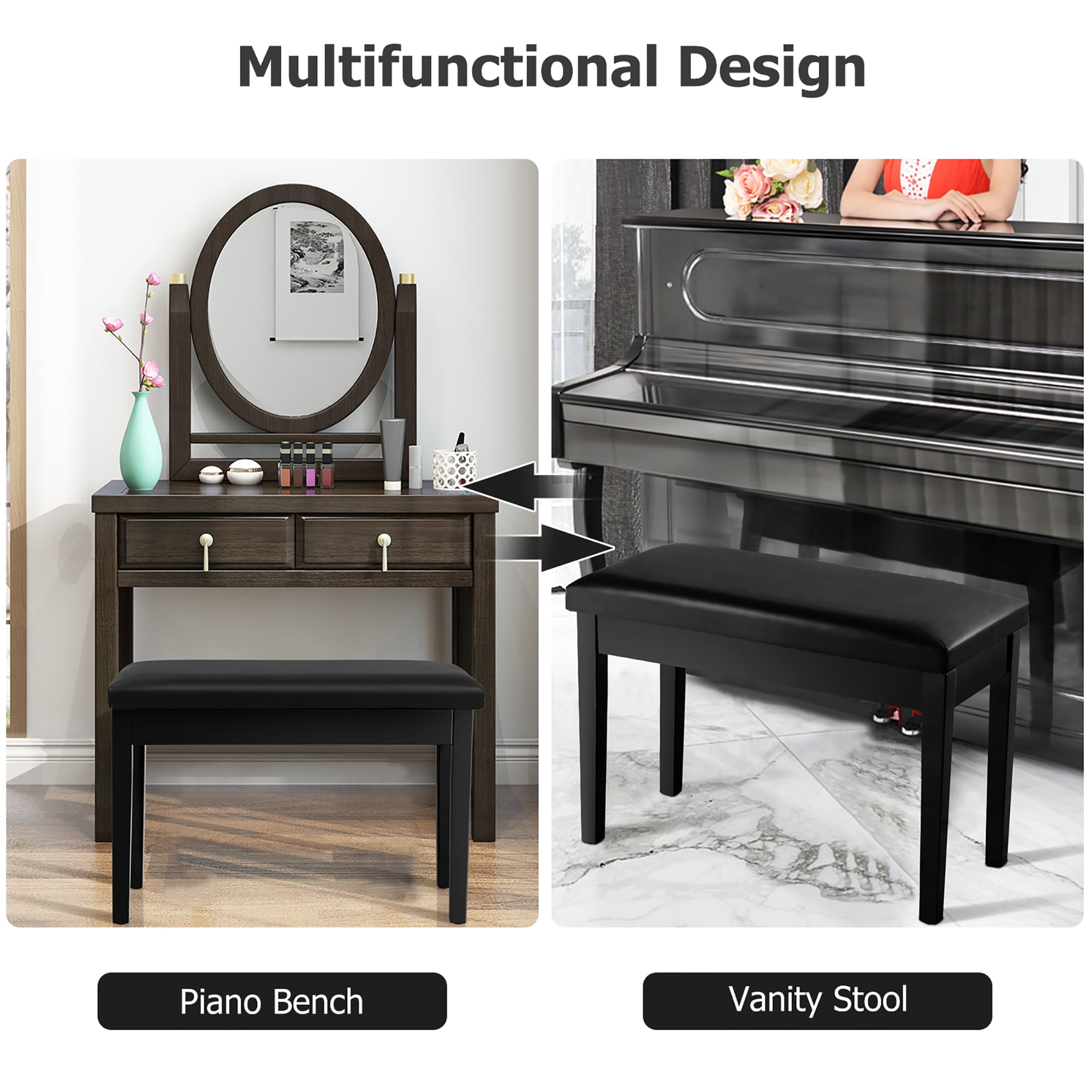 Music Bands 360lbs 30 Heavy Duty Construction and Solid Wood Pu Leather Piano Bench Padded Double Duet Keyboard Seat Storage Suitable for Orchestras Concerts Brown Recording Studio 