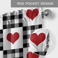 thumbnail image 5 of Valentine's Day Valances for Windows Red Heart Buffalo Plaid Black White Rod Pocket Curtain Valance Window Treatment Short Curtains for Kitchen Living Room, 60"x14", 5 of 9