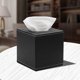thumbnail image 3 of Soporte de caja de pañuelos de cuero PU, servilletero cuadrado, dispensador de caja de papel de bombeo, soporte de pañuelos con fondo magnético, negro JAMW Sencillez, 3 of 5