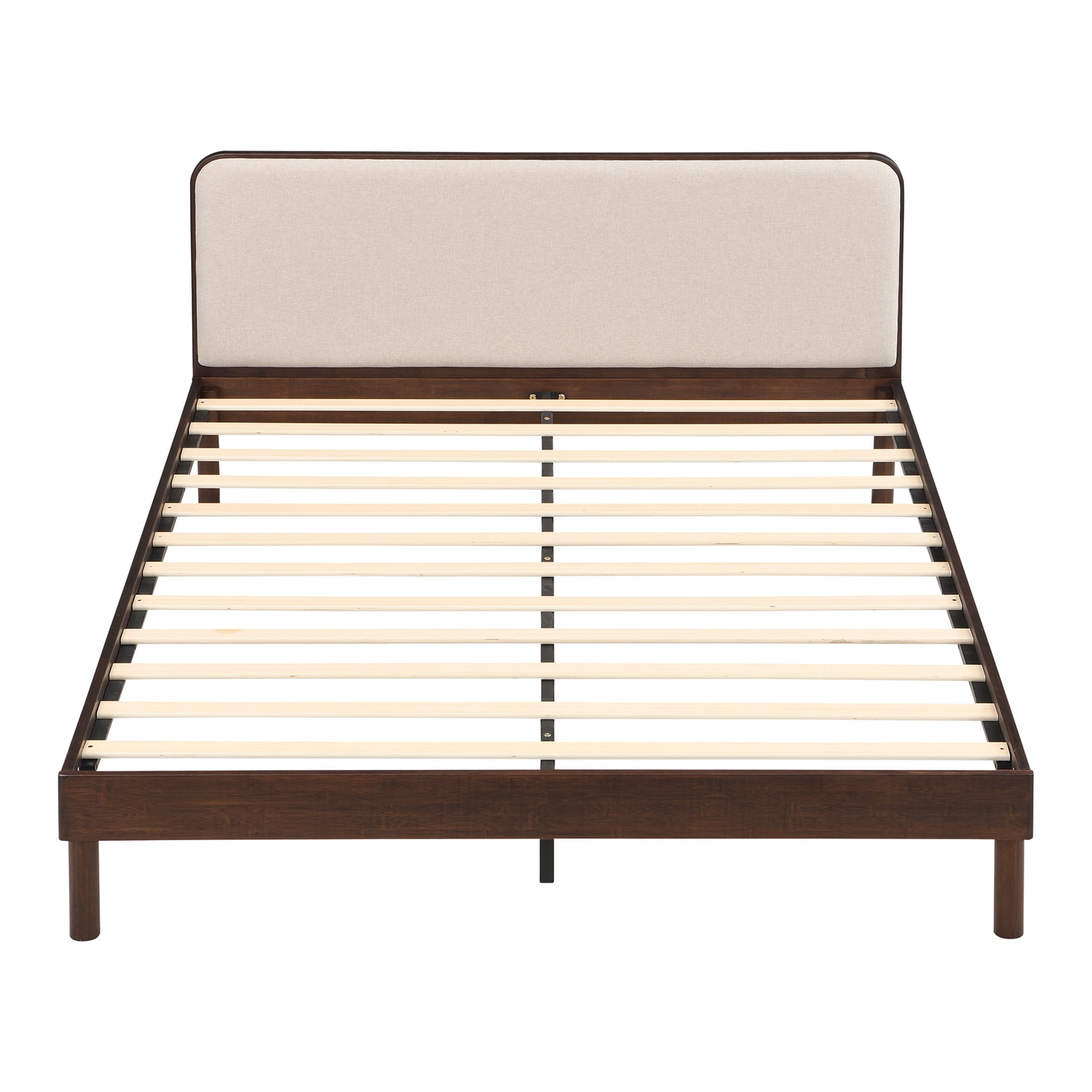 Christopher Knight Home Queen Bamboo Platform Bed Frame with Upholstered Headboard, Chocolate