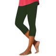 thumbnail image 2 of Jzuxvd Womens High Waist Basic Solid Cotton Soft Capri Leggings Army Green XXL, 2 of 5