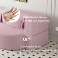 thumbnail image 6 of Floor Sofa Bed, Teddy Fabric Convertible Sleeper Sofa, 15" Full Size Folding Mattress, No Assembly Required, 2 Included Pillows, for Living Room, Guest Bed, Playroom, Pink, 6 of 9