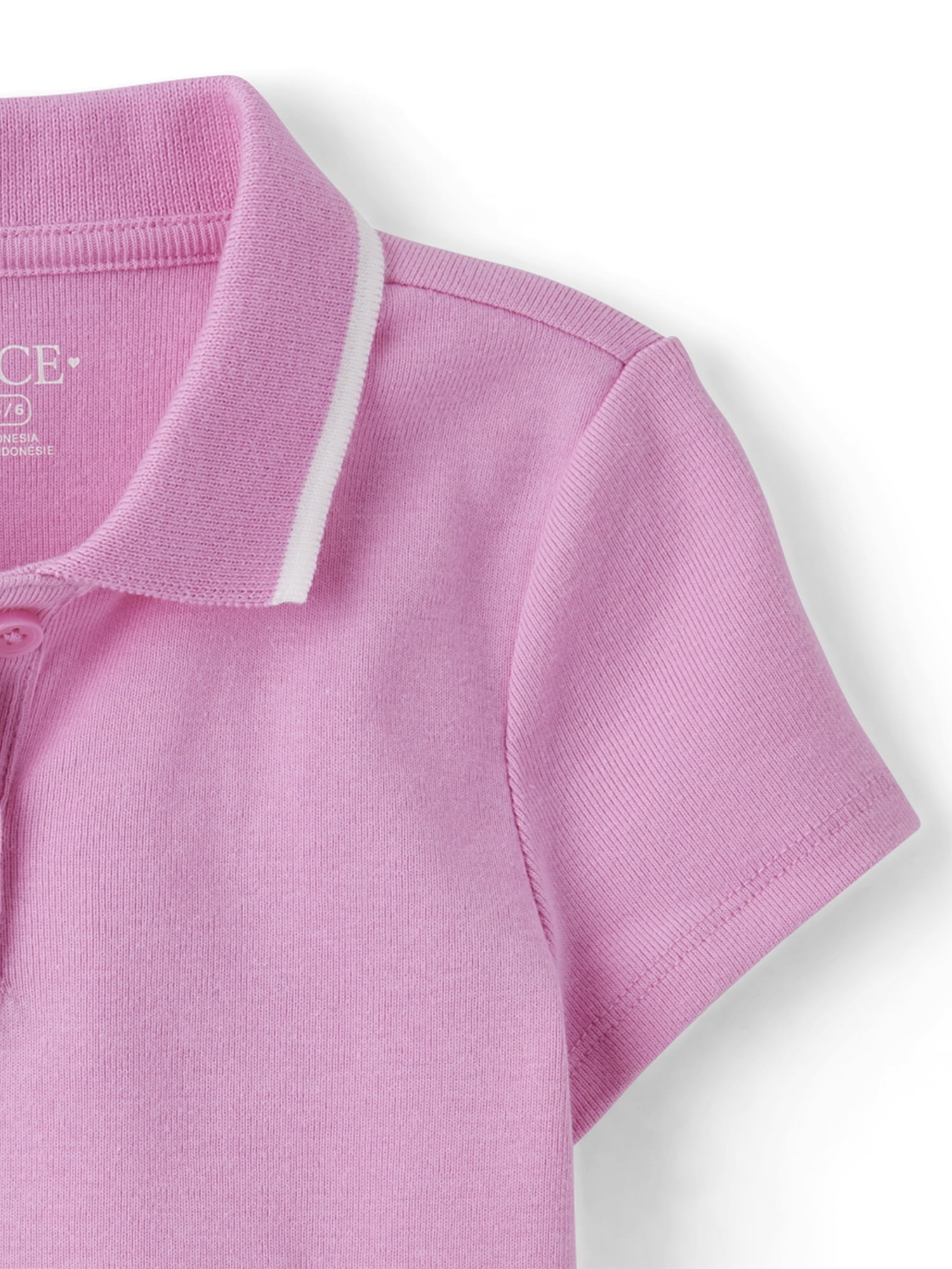 The Children's Place Girls Short Sleeve Contrast Ribbed Polo, Sizes XS-XXL