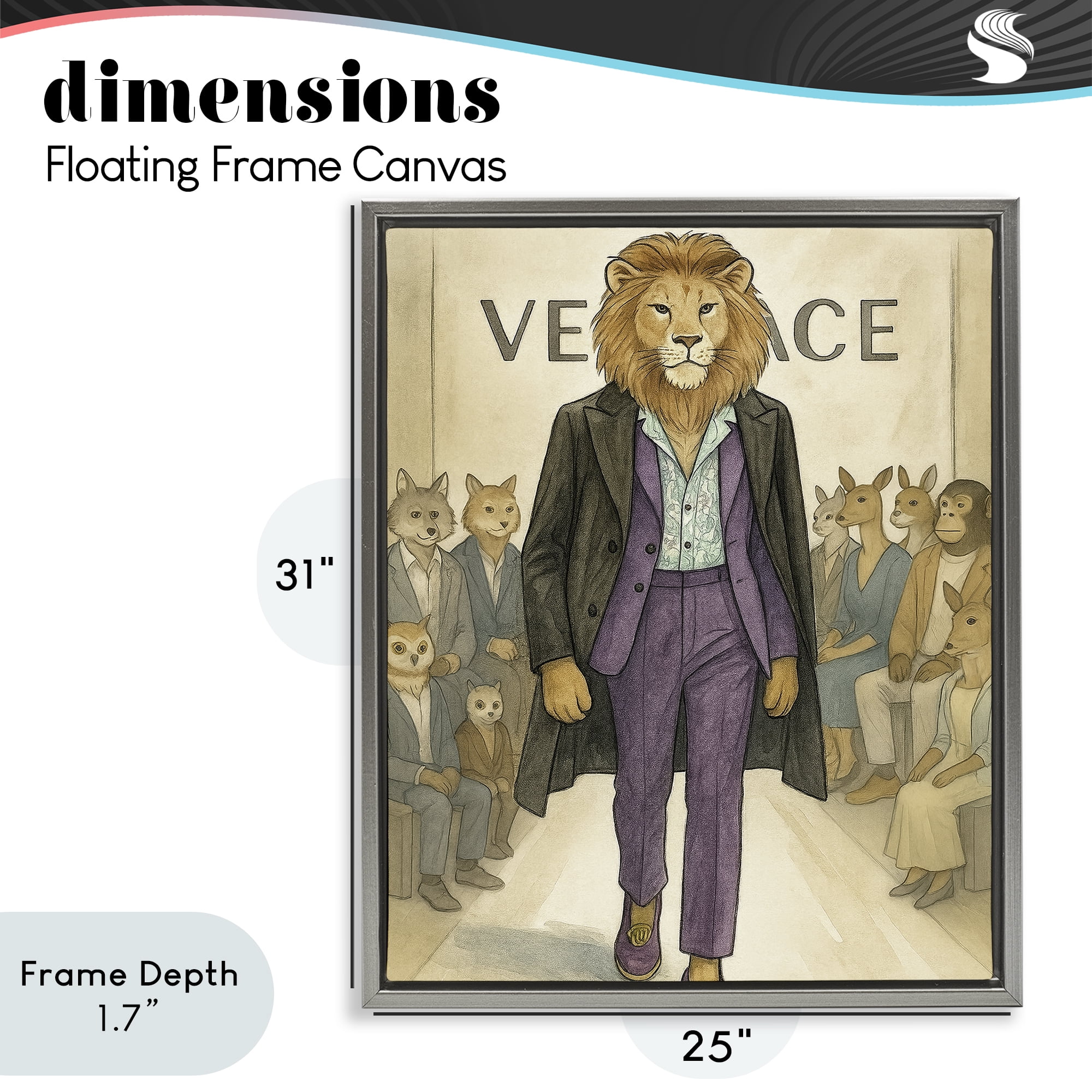 Stupell Industries Fashion Runway Lion Gray Framed Floater Canvas Wall Art, design by Grotto Studios