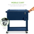 thumbnail image 4 of Best Choice Products 80qt Steel Rolling Cooler Cart w/ Bottle Opener, Catch Tray, Drain Plug, Locking Wheels - Blue, 4 of 9