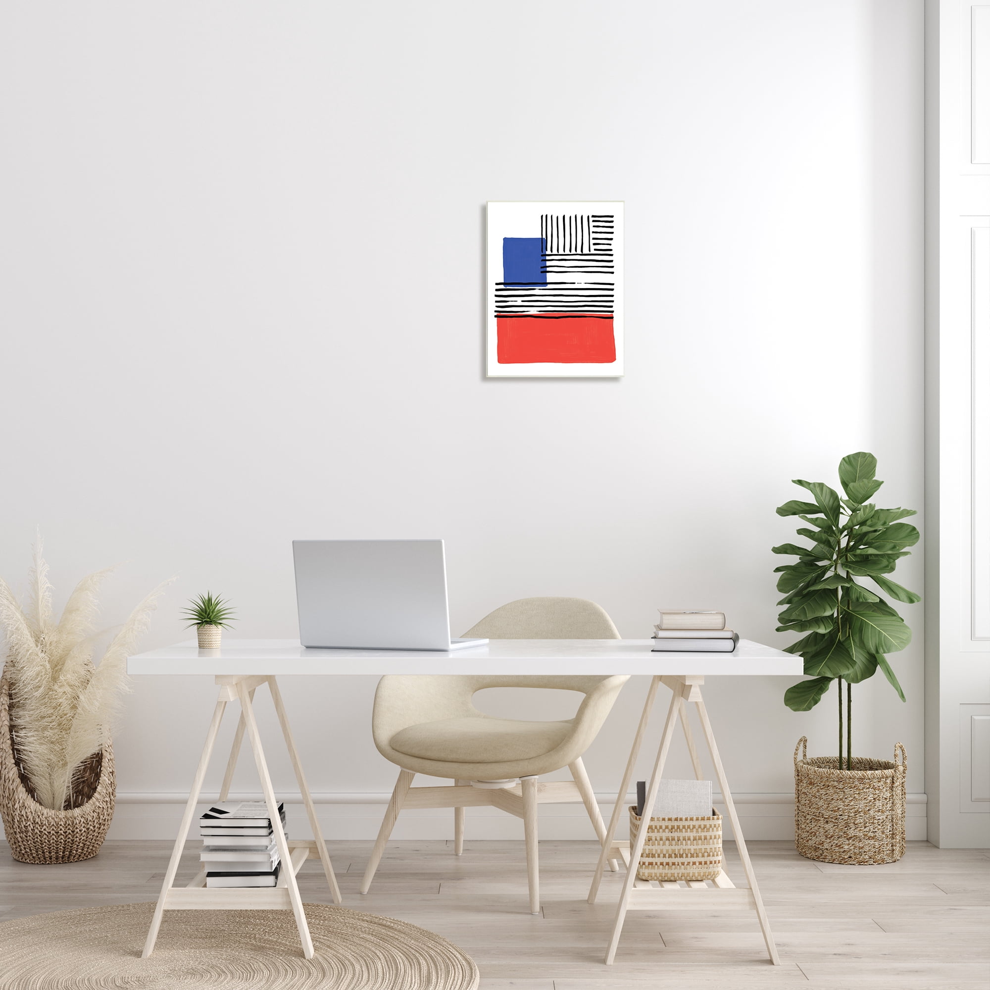 Stupell Industries Abstract Geometric Red Blue Blocks Bold Lines, 13 x 19, Designed by Alison Tauber