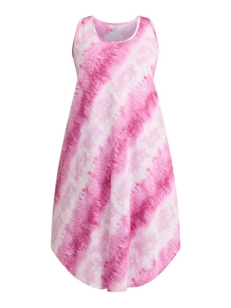 Terra & Sky Women's Plus Size Cotton Tie-Dye Tank Dress, Sleeveless Midi,  Scoop Neck - Walmart.com