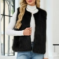 thumbnail image 4 of AUNVITO Women's Warm Faux Fur Sleeveless Vest Winter Solid V-Neck Long Coat Jacket Casual Party Outwear, 4 of 8