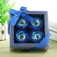 thumbnail image 3 of Ramo de simulación de flores de jabón de 4 rosas, regalo romántico para el día de San Valentín con caja (azul), 3 of 8