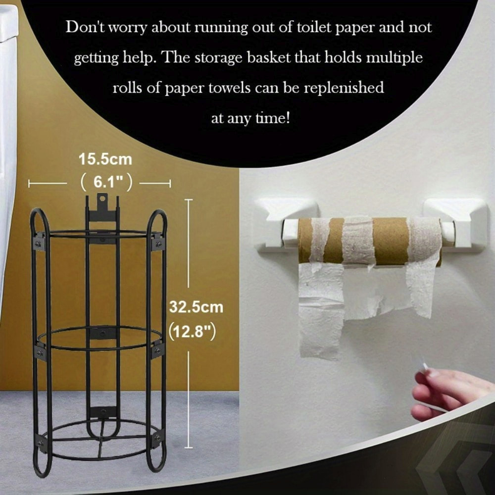Bxaolu Toilet Paper Holder Free Standing – Rustproof Metal Toilet Paper Stand for 4 Rolls with Shelf for Phone & Small Items, Bathroom Organizers and Storage, Black